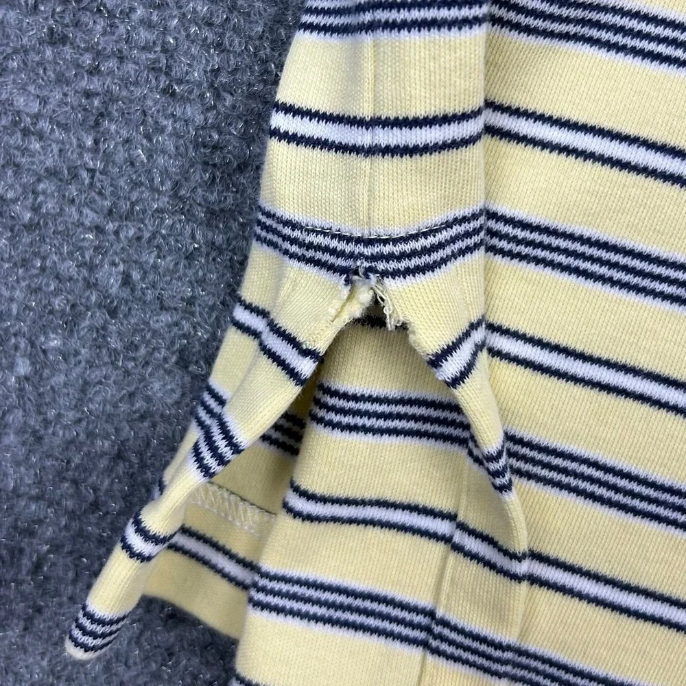 Polo Ralph Lauren Polo Shirt Mens L Yellow Blue Striped Preppy Golf Short Sleeve